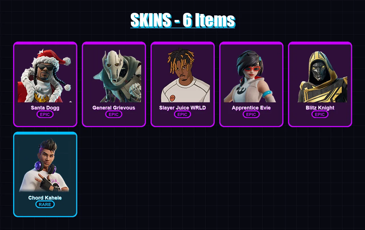 [PC/XBOX/PSN] | Santa Dogg | General Grievous | Slayer Juice WRLD | 6 skin | Lv476
