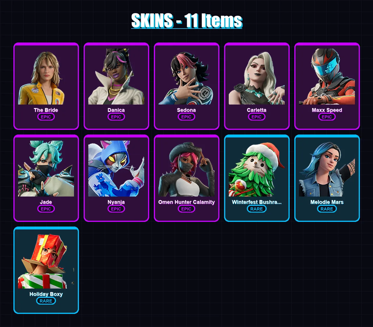 [PC/PSN] | The Bride | Danica | Sedona | Carletta | Maxx Speed | 11 skin | 17 pickaxe | 22 emote | 12 glider | Lv179