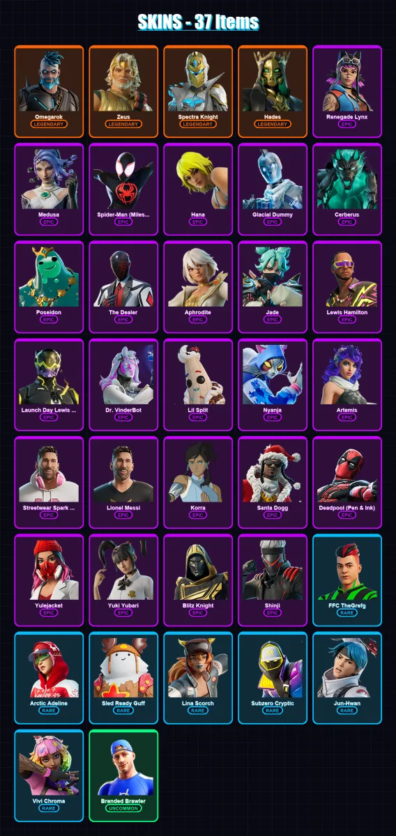 [PS4/PS5/XBOX/PC] | Omegarok | Zeus | Spectra Knight | Hades | Renegade Lynx | 37 skin | 81 pickaxe | 62 emote | 51 glider | Lv710