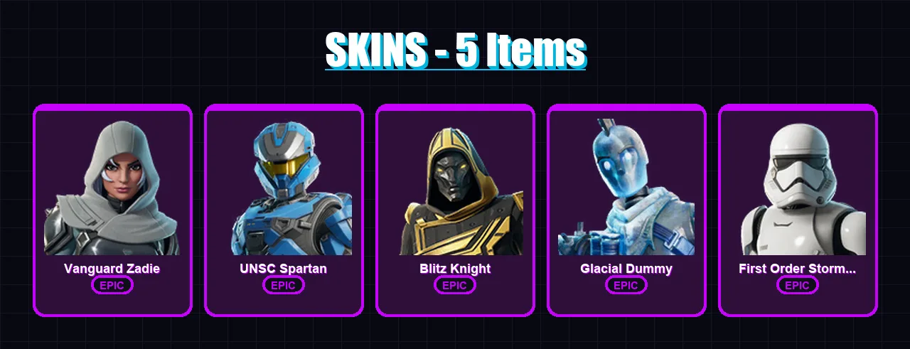 [SWITCH/XBOX/PSN/PC] | Vanguard Zadie | UNSC Spartan | Blitz Knight | 5 skin | Lv454