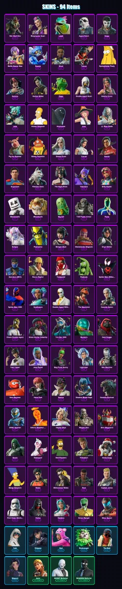 [PC/XBOX/PSN] | War Wolf Dire | Ringmaster Scarr | Lizzik | Agent Patch | Daigo | 94 skin | 120 pickaxe | 78 emote | 76 glider | Lv1788