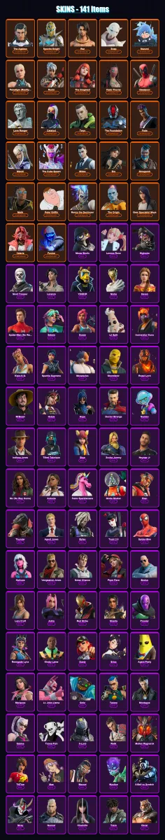 [PS4/PS5/PC] | The Ageless | Spectra Knight | Raz | Snap | Nezumi | 141 skin | 136 pickaxe | 120 emote | 129 glider | Lv1714