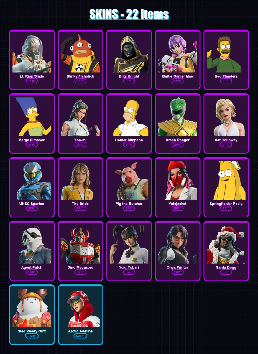 [PC/XBOX/PSN] | Lt. Ripp Slade | Blinky Fishstick | Blitz Knight | 22 skin | Lv409 — Fortnite account