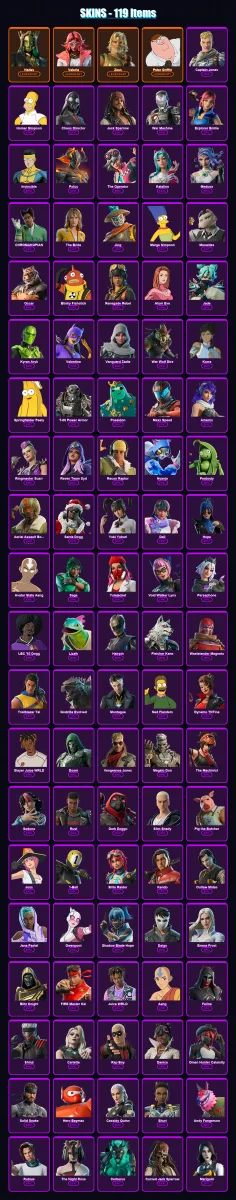 [PS4/PS5/XBOX/PC] | Hades | Valeria | Zeus | Peter Griffin | Captain Jones | 119 skin | 155 pickaxe | 117 emote | 86 glider | Lv1125 — Fortnite account