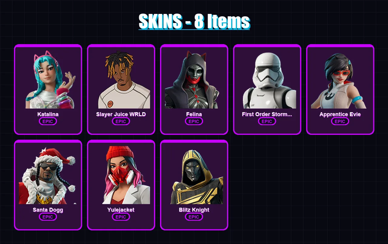 [SWITCH/XBOX/PSN/PC] | Katalina | Slayer Juice WRLD | Felina | 8 skin | Lv137
