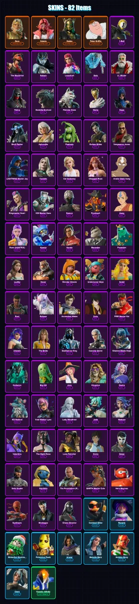 [PC/PSN] | Zeus | Valeria | Hades | Peter Griffin | 1-Ball | 82 skin | 120 pickaxe | 90 emote | 75 glider | Lv962
