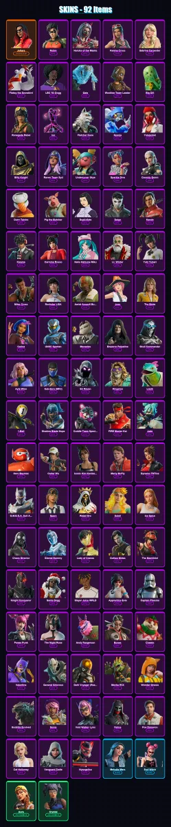 [PS4/PS5/XBOX/PC] | Joltara | Robin | Haruka of the Masks | Keisha Cross | Sabrina Carpenter | 92 skin | 134 pickaxe | 109 emote | 82 glider | Lv227