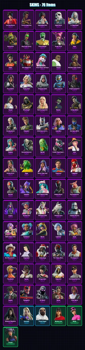 [PC/XBOX/PSN] | Carmine Rosso | Fashion Banshee | Apprentice Evie | 76 skin | Lv1197 — Fortnite account