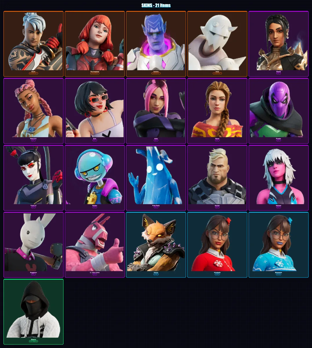 [PC/XBOX/PSN] | Ronin | The Imagined | Kymera | Snap | Shanta | 21 skin | 27 pickaxe | 21 emote | 26 glider | Lv325 — Fortnite account