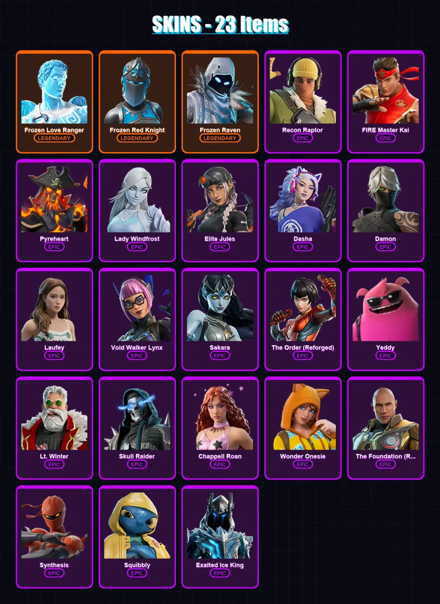 [PC/PSN] | Frozen Love Ranger | Frozen Red Knight | Frozen Raven | 23 skin | Lv145