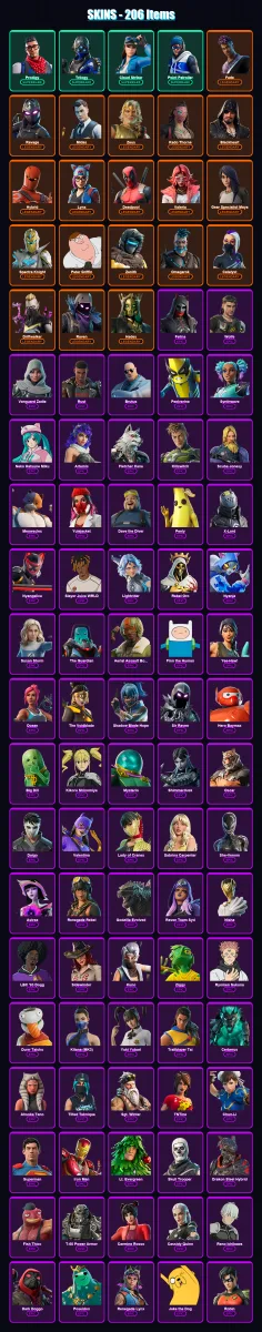 [PC/XBOX] | Prodigy | Trilogy | Cloud Striker | Point Patroller | Fade | 206 skin | 246 pickaxe | 222 emote | 171 glider | Lv2670
