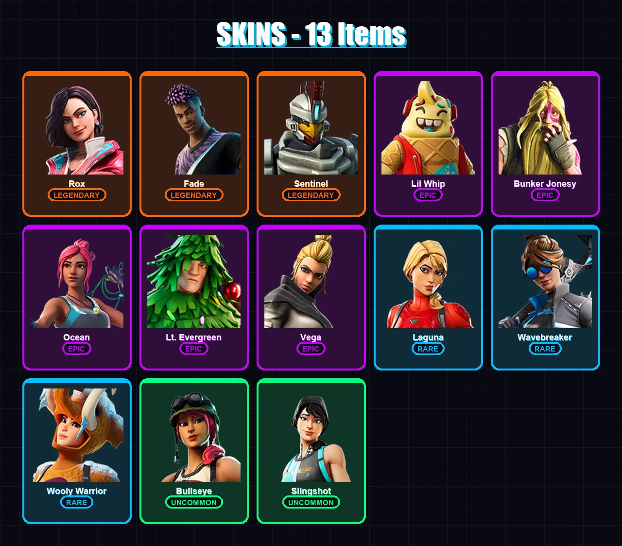[SWITCH/XBOX/PSN/PC] | Rox | Fade | Sentinel | Lil Whip | Bunker Jonesy | 13 skin | 16 pickaxe | 19 emote | 16 glider | Lv168