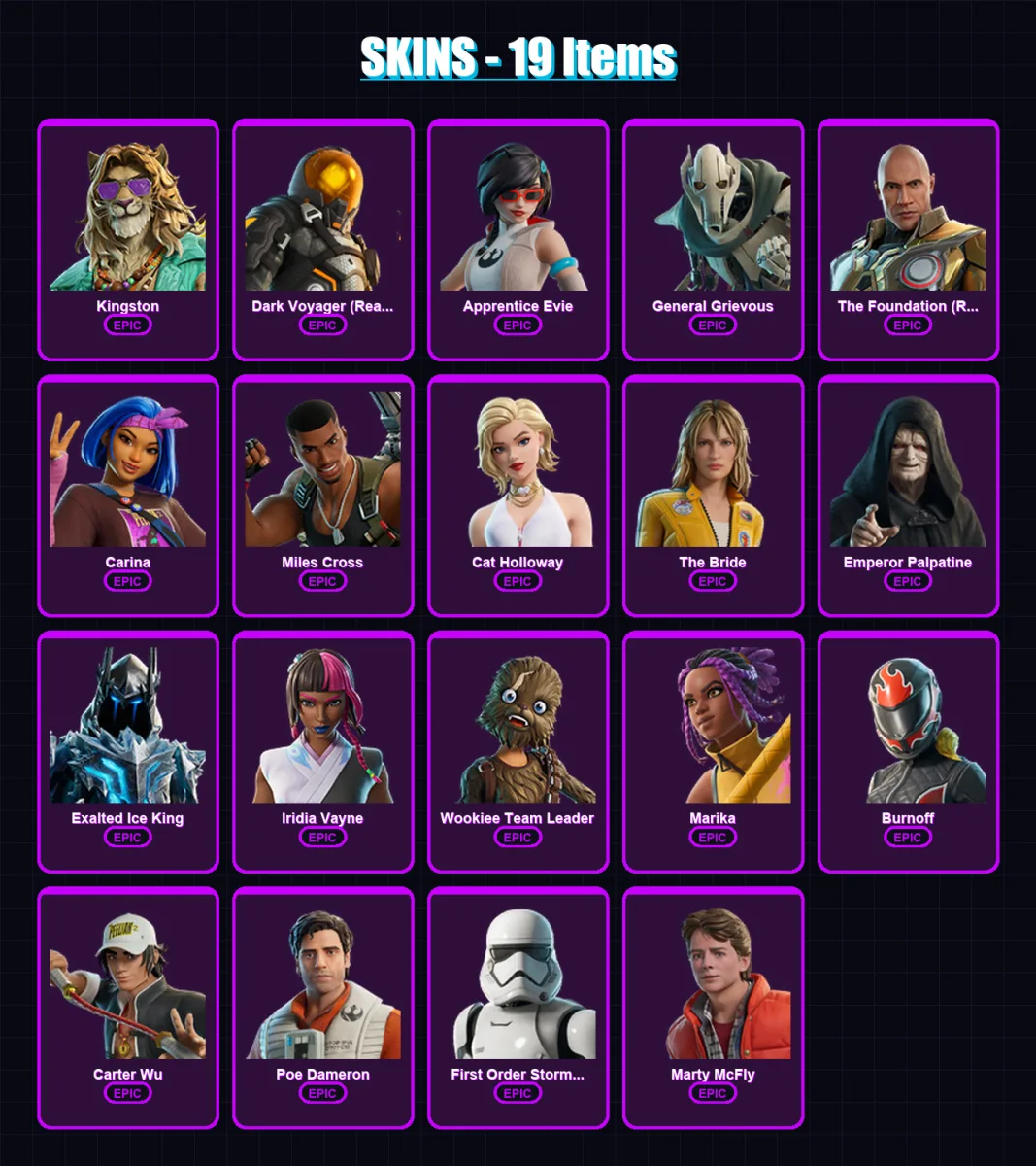 [PC/XBOX] | Kingston | Dark Voyager (Reality Redacted) | Apprentice Evie | 19 skin | Lv226