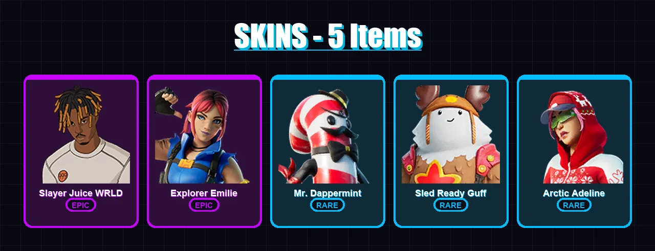[PS4/PS5/XBOX/PC] | Slayer Juice WRLD | Explorer Emilie | Mr. Dappermint | 5 skin | Lv97