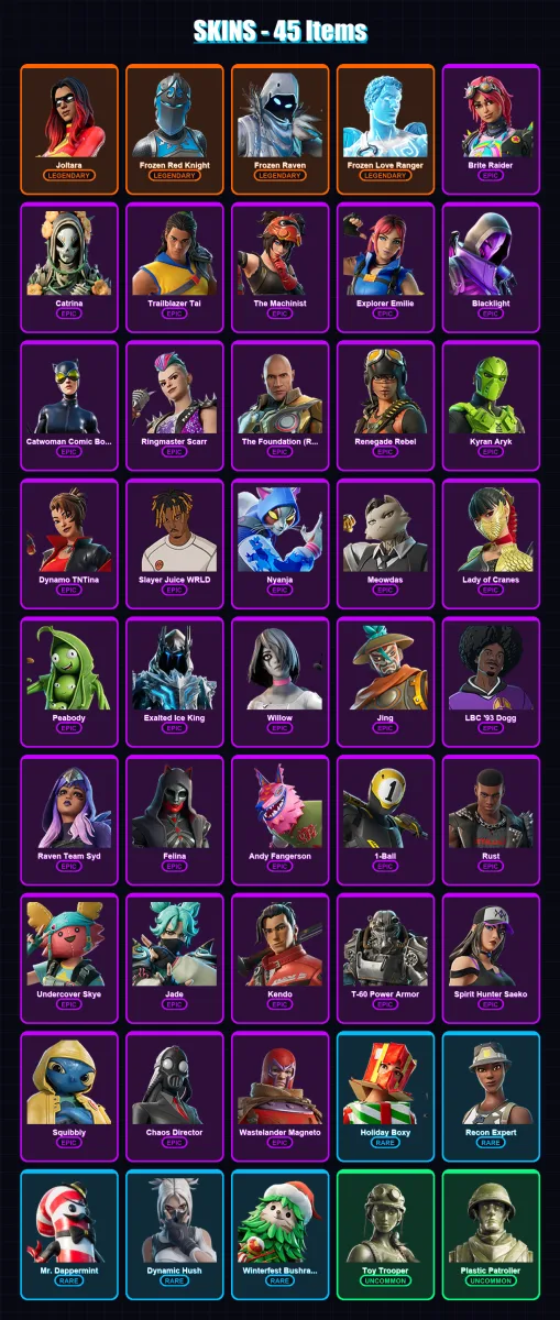 [SWITCH/XBOX/PSN/PC] | Joltara | Frozen Red Knight | Frozen Raven | 45 skin | Lv373