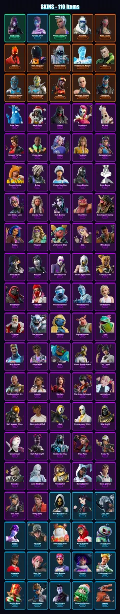 [PC/XBOX/PSN] | Dark Skully | Sparkle Skull | Recon Champion | Frostbite | Kado Thorne | 110 skin | 177 pickaxe | 104 emote | 125 glider | Lv2276