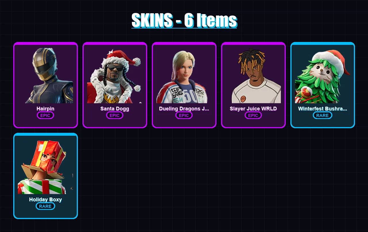 [PC/XBOX] | Hairpin | Santa Dogg | Dueling Dragons Jackie | 6 skin | Lv408