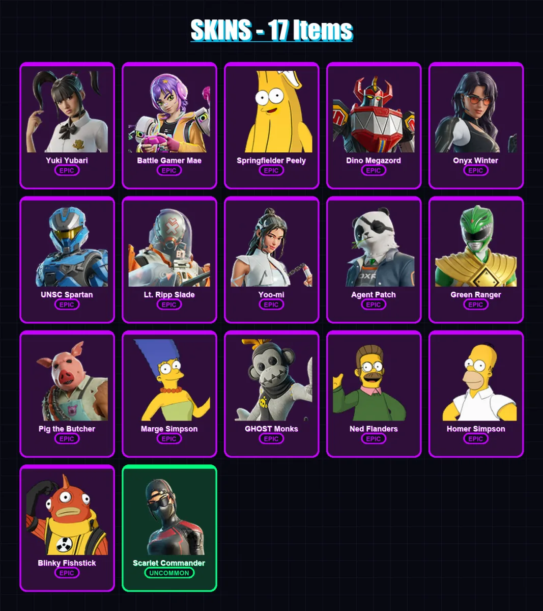 [PC/XBOX/PSN] | Yuki Yubari | Battle Gamer Mae | Springfielder Peely | 17 skin | Lv790