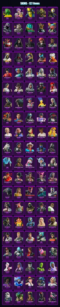 [PC/XBOX] | Ziggy | Battle Gamer Mae | Peelverine | Mecha R3X | 1-Ball | 127 skin | 150 pickaxe | 102 emote | 79 glider | Lv1311