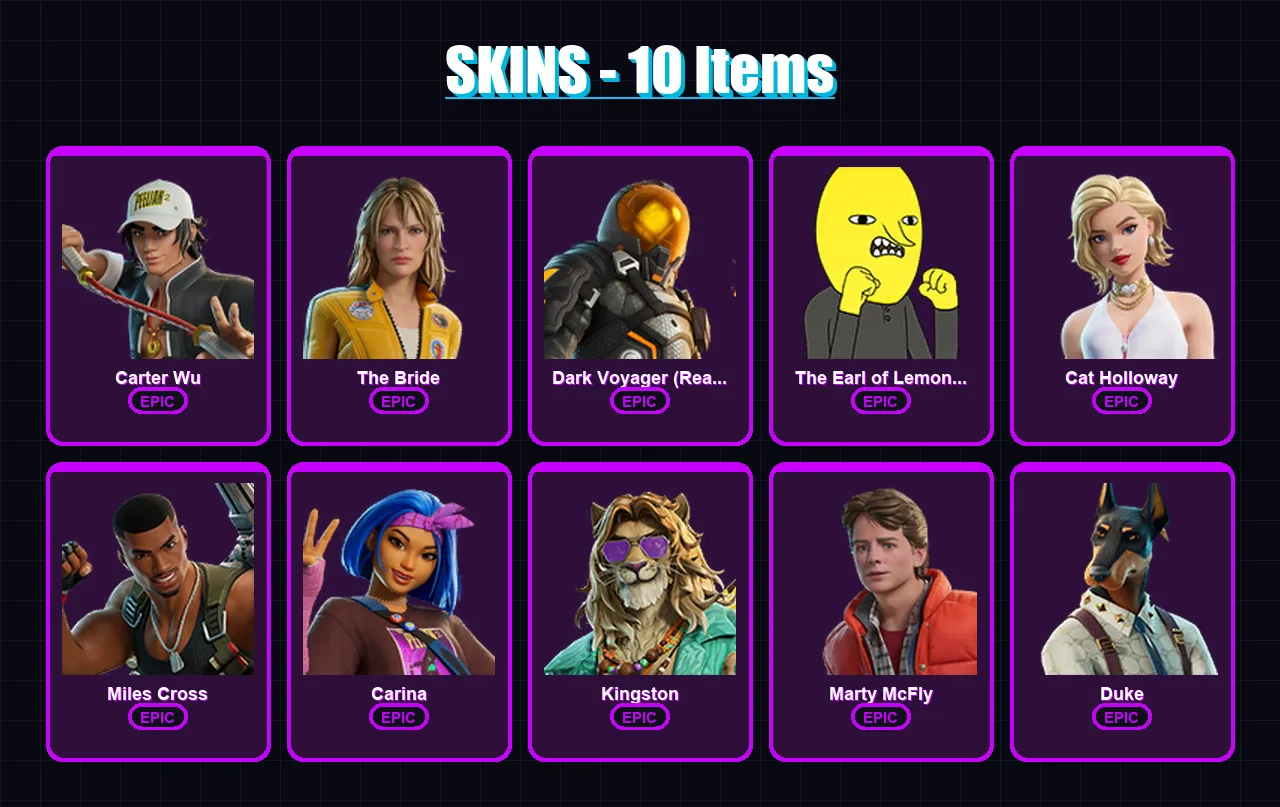 [PC/XBOX/PSN] | Carter Wu | The Bride | Dark Voyager (Reality Redacted) | 10 skin | Lv142