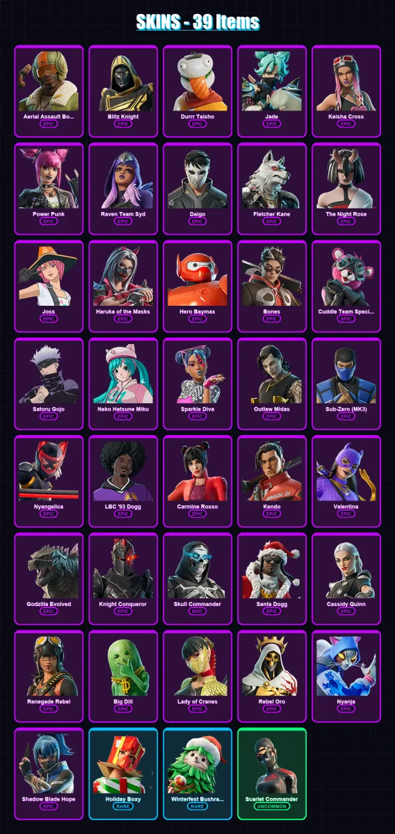 [PC/PSN] | Aerial Assault Bomber | Blitz Knight | Durrr Taisho | Jade | Keisha Cross | 39 skin | 69 pickaxe | 44 emote | 44 glider | Lv521