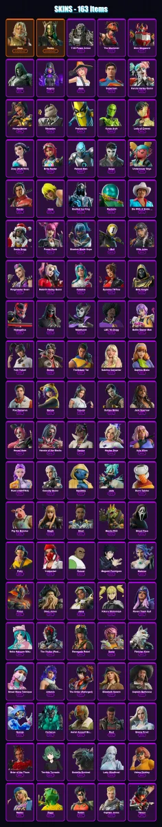 [PS4/PS5/XBOX/PC] | Zeus | Hades | T-60 Power Armor | The Machinist | Dino Megazord | 163 skin | 186 pickaxe | 137 emote | 94 glider | Lv818