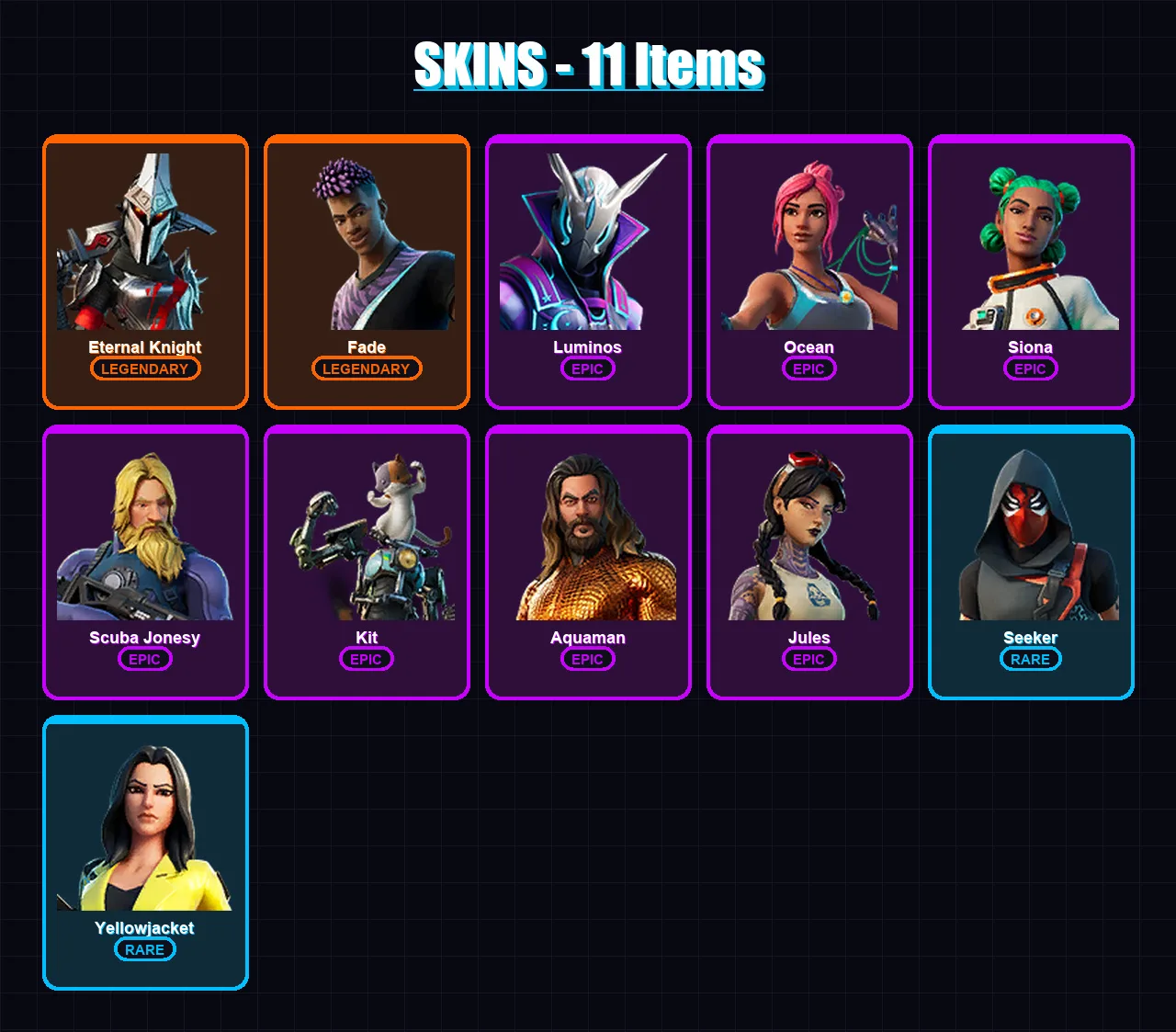 [PC/XBOX/PSN] | Eternal Knight | Fade | Luminos | Ocean | Siona | 11 skin | 15 pickaxe | 14 emote | 15 glider | Lv189 — Fortnite account