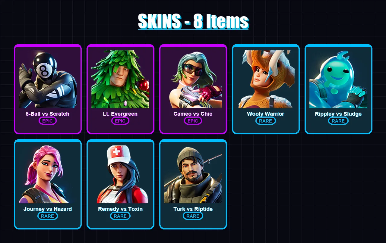 [PC/XBOX/PSN] | 8-Ball vs Scratch | Lt. Evergreen | Cameo vs Chic | 8 skin | Lv99