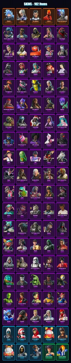 [PC] | Nezumi | Mizuki | The Ageless | Inferno | Renzo the Destroyer | 102 skin | 141 pickaxe | 99 emote | 101 glider | Lv1984