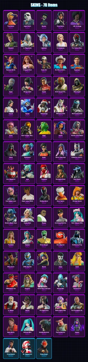 [PC/PSN] | Tide Strider | Agent Patch | Murdoc | Onyx Winter | LBC '93 Dogg | 78 skin | 130 pickaxe | 87 emote | 80 glider | Lv1238