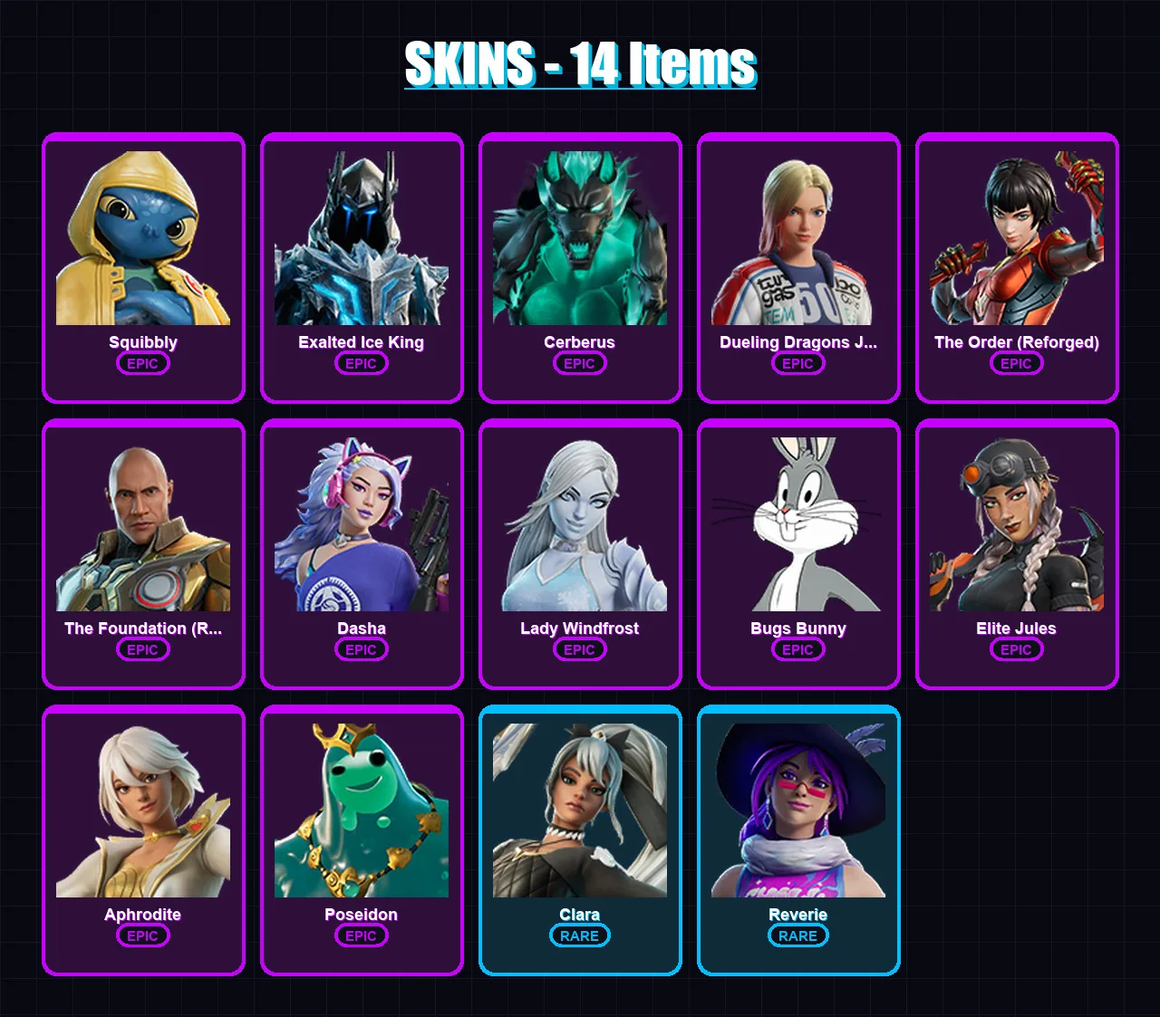[PC/PSN] | Squibbly | Exalted Ice King | Cerberus | 14 skin | Lv338