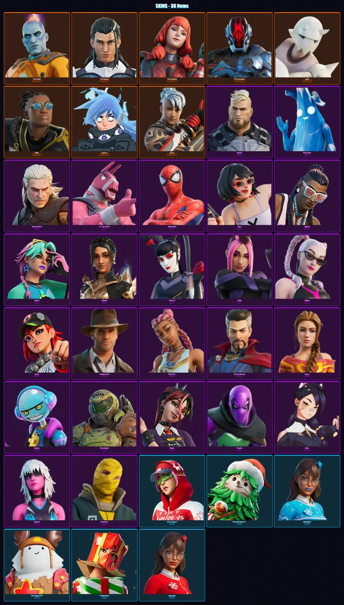 [PC/XBOX/PSN] | The Origin | The Ageless | The Imagined | The Foundation | Snap | 38 skin | 43 pickaxe | 35 emote | 44 glider | Lv659