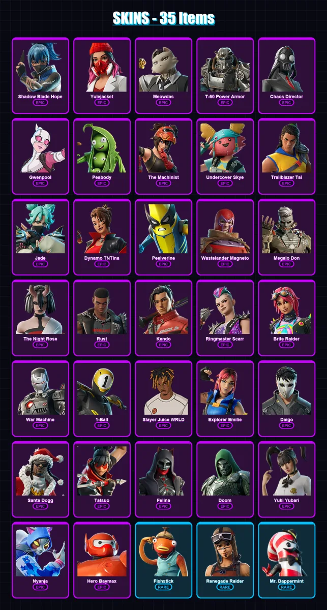 [PC/XBOX/PSN] | Shadow Blade Hope | Yulejacket | Meowdas | T-60 Power Armor | Chaos Director | 35 skin | 68 pickaxe | 44 emote | 46 glider | Lv1085 — Fortnite account