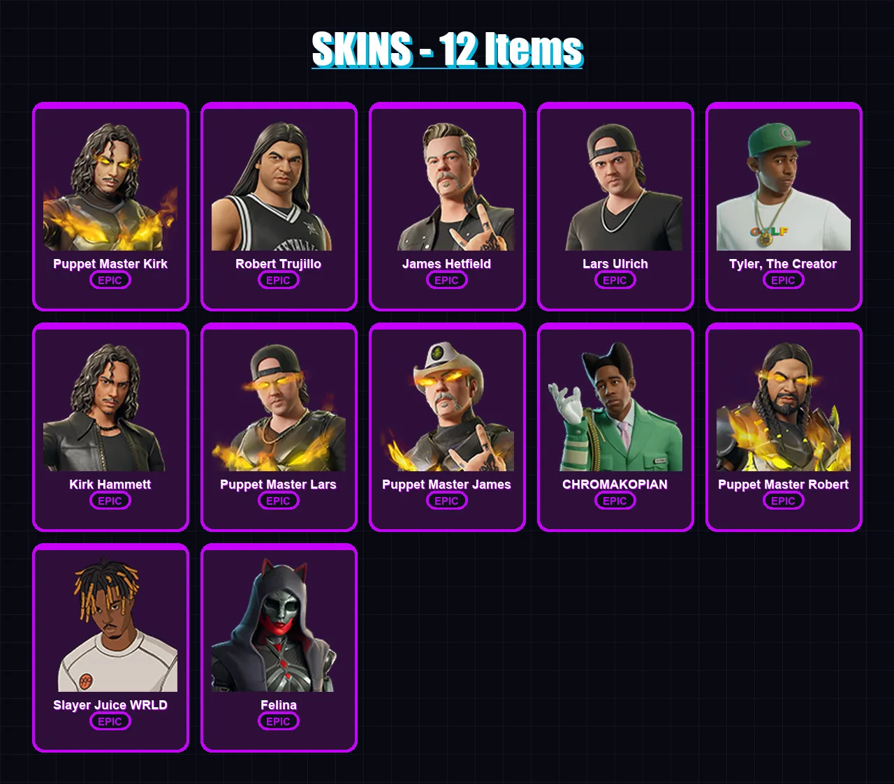 [PC/XBOX/PSN] | Puppet Master Kirk | Robert Trujillo | James Hetfield | 12 skin | Lv375