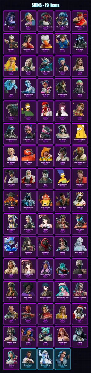 [PC/XBOX] | Corascana | Malibu | Omen Hunter Calamity | Shadow Blade Hope | FIRE Master Kai | 79 skin | 99 pickaxe | 64 emote | 49 glider | Lv346