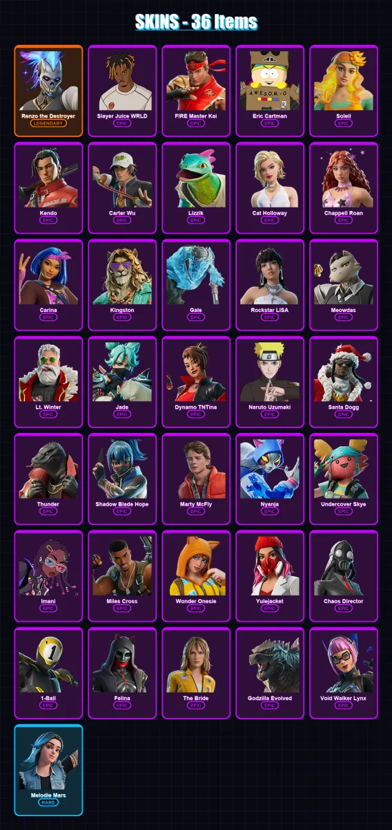 [PC/XBOX/PSN] | Renzo the Destroyer | Slayer Juice WRLD | FIRE Master Kai | 36 skin | Lv479