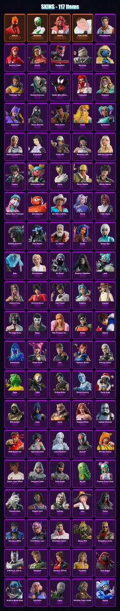 [PS4/PS5/XBOX/PC] | Inferno | Backlash | Valeria | Peter Griffin | Poe Dameron | 117 skin | 134 pickaxe | 103 emote | 91 glider | Lv1442 — Fortnite account