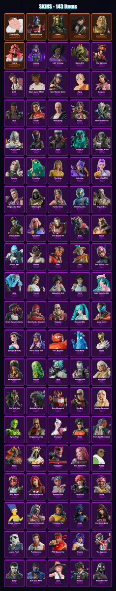 [PS4/PS5/XBOX/PC] | Peter Griffin | Optimus Prime | Hades | Era | Zeus | 143 skin | 176 pickaxe | 131 emote | 102 glider | Lv1064 — Fortnite account
