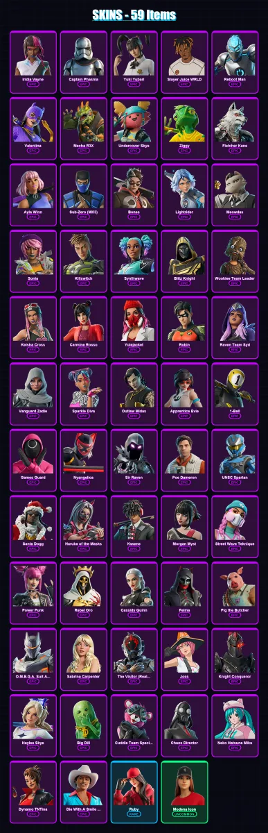 [SWITCH/XBOX/PSN/PC] | Iridia Vayne | Captain Phasma | Yuki Yubari | 59 skin | Lv1099