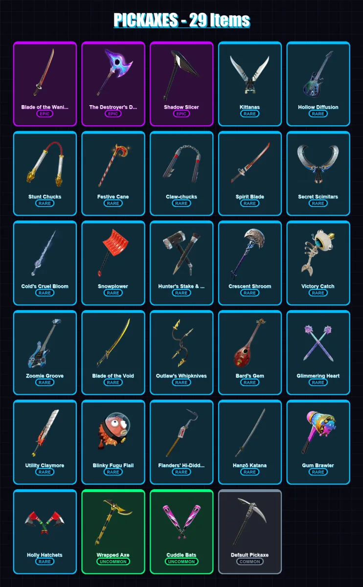 [PC/XBOX/PSN] | Polar Peely | Yuki Yubari | Ruby Shadows | Blizzabelle | Krisabelle | 5 skin | 29 pickaxe | 15 emote | 29 glider | Lv265