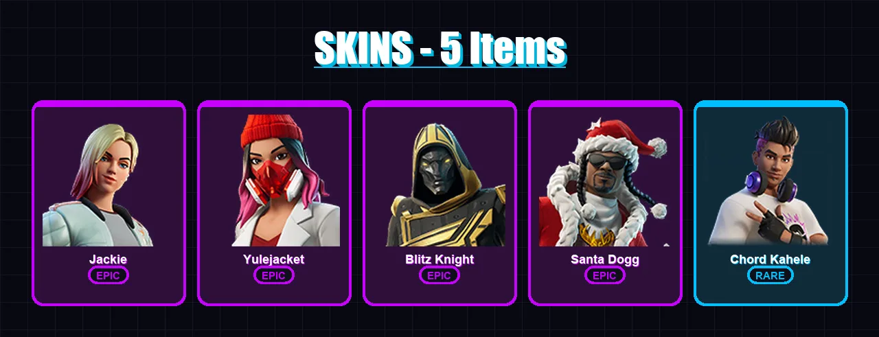 [PC/PSN] | Jackie | Yulejacket | Blitz Knight | Santa Dogg | Chord Kahele | 5 skin | 34 pickaxe | 13 emote | 22 glider | Lv511