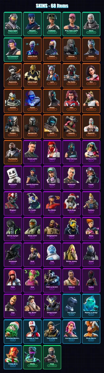 [PC/XBOX/PSN] | Rogue Agent | Warpaint | Trailblazer | Rose Team Leader | Havoc | 68 skin | 76 pickaxe | 73 emote | 72 glider | Lv841