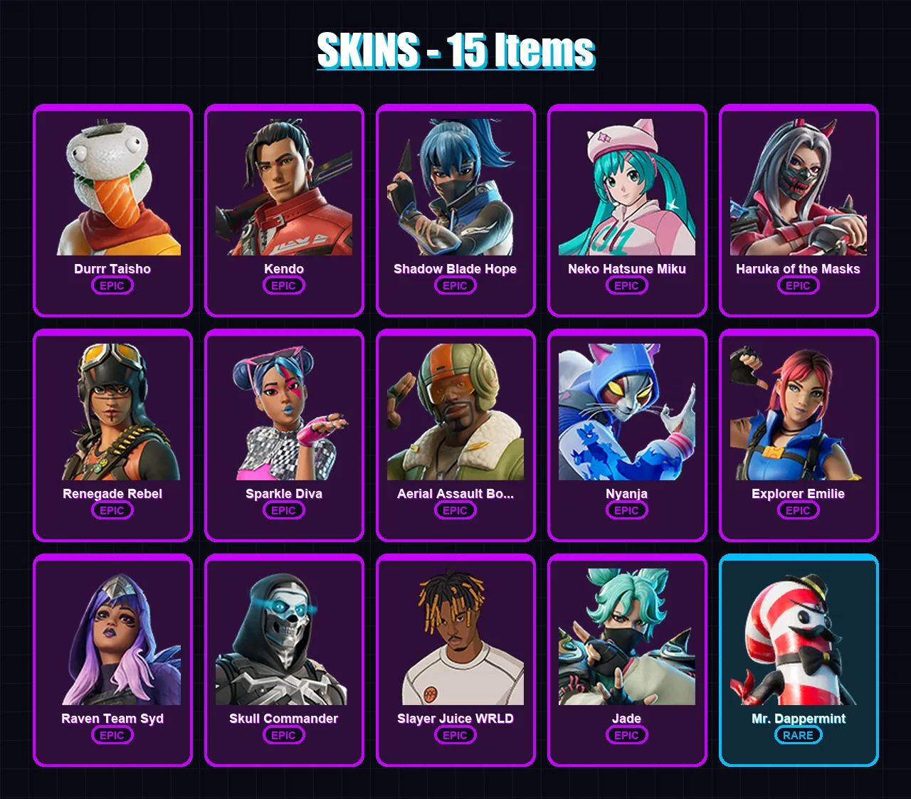 [PC/XBOX/PSN] | Durrr Taisho | Kendo | Shadow Blade Hope | 15 skin | Lv176 — Fortnite account