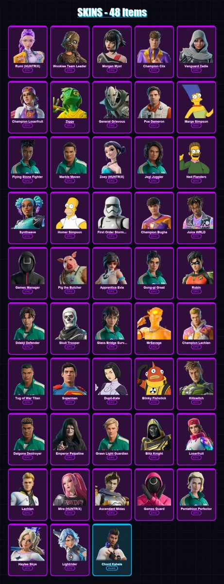 [PS4/PS5/XBOX/PC] | Rumi (HUNTR/X) | Wookiee Team Leader | Morgan Myst | 48 skin | Lv1377