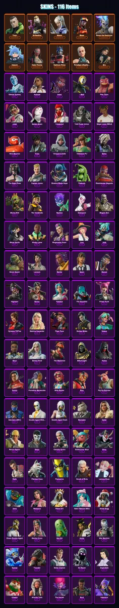 [PC/XBOX/PSN] | Twyn | Driftwalker | Mizuki | Blaze | Renzo the Destroyer | 116 skin | 192 pickaxe | 119 emote | 133 glider | Lv2913