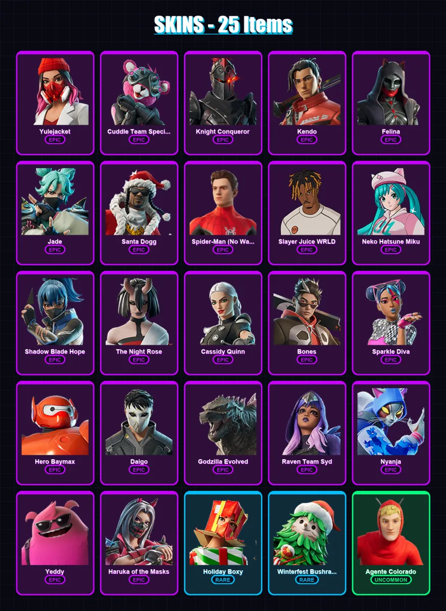 [PC/XBOX/PSN] | Yulejacket | Cuddle Team Specialist | Knight Conqueror | Kendo | Felina | 25 skin | 46 pickaxe | 31 emote | 33 glider | Lv547