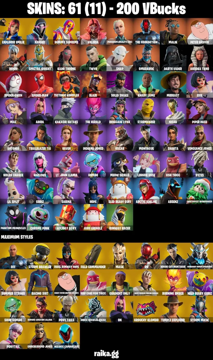 61 Skins | Dummy Supreme — Fortnite account