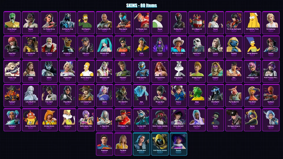 [PC/PSN] | Green Ranger | Danica | Koi Striker Envoy | Exalted Ice King | Ned Flanders | 80 skin | 108 pickaxe | 81 emote | 49 glider | Lv527 — main preview