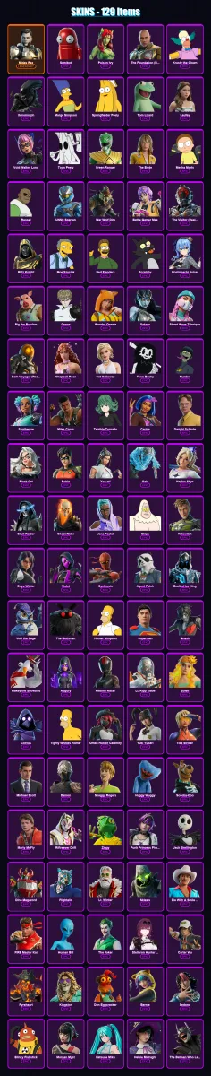 [PC/XBOX] | Midas Rex | Semibot | Poison Ivy | The Foundation (Reforged) | Krusty the Clown | 129 skin | 131 pickaxe | 91 emote | 61 glider | Lv957