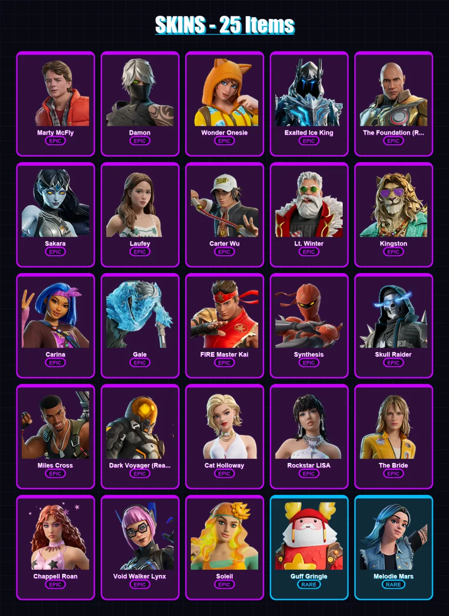 [PC/XBOX/PSN] | Marty McFly | Damon | Wonder Onesie | 25 skin | Lv292 — Fortnite account